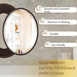 21.1 x 25.1 Bronze Oval Mirror with Wood Frame - Vertical & Horizontal Wall Hanging - High Glass - Bathroom Mirror for Over Sink, Home Decor, Vanity, Bedroom, Living Room, Entryway (Rubbed Bronze)