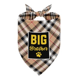 Dog Bandana, Big Brother Bandana, Dogs Muffler Classical White Printing, Doggy Muffler Pet Scarf, Pet Baby Announcement Plaid Scarf Gender Reveal Accessories B1