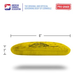 ACA Synergy Pro Professional Cornhole Bags Dual Sided Regulation 6x6 Set of 4 Patriotic Don't Tread on Me Yellow