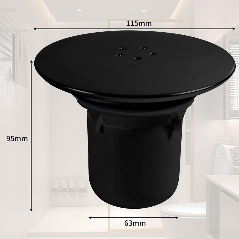 ANBOO Shower Drain Black 90mm/115mm Universal Chrome Plated Replacement Shower