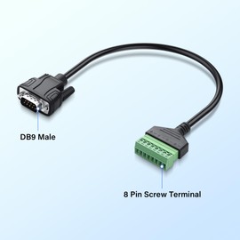 PNGKNYOCN DB9-Stecker auf 8-Pin-Schraubklemmen-Adapter，RS232 9-Pin-Stecker auf 8-Pin-Bolzen-Schraubklemme lötfreies Kabel (0.3M) (Male)