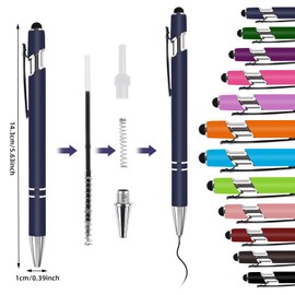 EclipseGuard Stylus Pen, Pack of 12 2 in 1 Ballpoint Pen, High-Quality Ergonomic Ballpoint Pen with Touchpen, Ballpoint Pen for Easy and Soft Writing, Gel Ballpoint Pen Ergonomic Aesthetic Pen