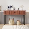 GarveeHome Fluted Console Table with Storage,Wood Sofa Table with Sliding