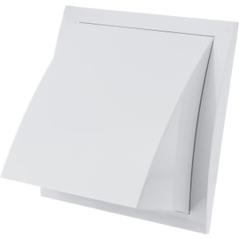 Ø 125mm / 5 inch White Plastic Cowled Ventilation Grille - Air Vent Cover with Backdraught Shutter/Gravity Flap - External Grille with Round Spigot