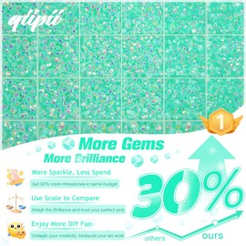 qiipii Aquamarine Green AB Resin Rhinestones w B7000 Jewelry Glue for Bedazzling Crafting 2mm-6mm Flatback Jelly Stones Diamonds Bedazzler Kit for Nails Face Eyes Makeup Tumblers Bottles Crafts Shoes