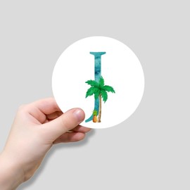 Zyadsinoudor Initial Letter J Vinyl Laptop Sticker 50 Pieces Monogram Beach Landscape Sticker Decal Monogram Letter Waterproof Water Bottle Stickers Bulk Stickers for Girl Boy Gift Teachers 4inch