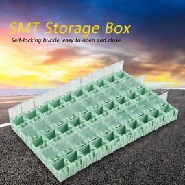 WPKD BLUEIY SMT SMD Container Box, Pack of 50 Plastic Electronic Components, Mini SMT Storage Case with Lid for Electronic Components, Green