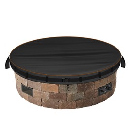 Fire Pit Cover Round for In Ground Firepit,420D Oxford Waterproof Outdoor Fire Pit Table Cover Protector Ground Stone Fire Pit Dust Cover (Black, Round 56" D x 8" H)