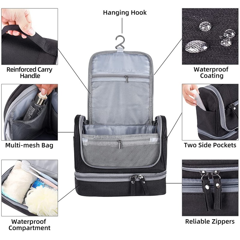 Toiletry Bag,RUMANLE Upgraded Large Hanging Travel Toiletry Organizer Kit with