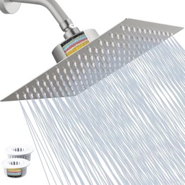 Regaderas Cabezal de Ducha de 8' con 25 Etapas Filtro, Ducha De Alta Presión De Acero Inoxidable con 2 PCS Cartuchos Filtro, Regaderas de Lluvia de Alta Presión para Baño, Agua Dura Eliminar y Olores
