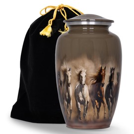 STONLIF Large Cremation Horse Urns for Human Ashes Adult Male Female - 200 Lbs Decorative Men Urn - Funeral Urns for Dad, Men, Human Ashes - Sand Grey, Large