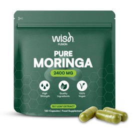 Wish Fusion Pure Moringa Leaf Capsules - High Strength Moringa Extract 24000mg - Pure Vegan, 100% Natural - Enriched with Multi Nutrient- Free from Artificial Additives