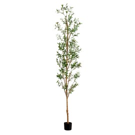 Nearly Natural 9FT Tall Silk Faux Olive Tree for Home and Office Decor, Potted with Natural Wood Trunk, Realistic Branches and Lifelike Fruits