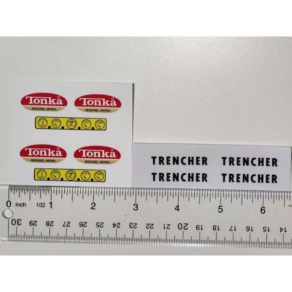 Tonka Trencher Sticker Set, Tonka Track Backhoe Trencher Stickers, 1960s