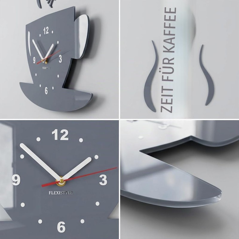 Modern Kitchen Wall Clock, Cup