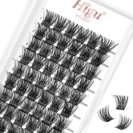 Eyelash Clusters, DIY Eyelash Extensions, 72 Pieces, D Curl, 12 mm Cluster Eyelash Extensions, Thin Stem Cluster Eyelashes, Individual Eyelash Clusters, Eyelashes, Wishes, Reusable (H-02 D Curl 12 mm)