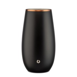 SNOWFOX Premium Vacuum Insulated, Triple Walled, Stainless Steel Wine Chiller w/Optimal fit to keep wine cold longer. Fits most Wine and Champagne Bottles. Non-Slip Silicon Base, Black with Gold Rim