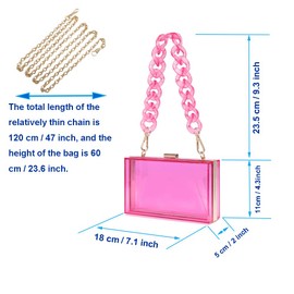 L-COOL Cute Transparent Acrylic Shoulder Bags Clear Crossbody Evening Clutch Purse Handbag With Two Chains For Women (T-Red)