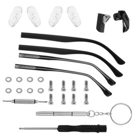 2 Set Universal Glasses Repair Kit with Screws, Glasses Arm Replacement, Eye Glass Repairing Kit with Screws Washers Screwdrivers Nose Pads(Black)