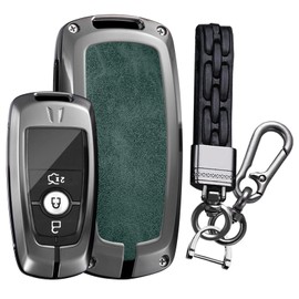 TECART Key Fob Cover Fit for Ford, Zinc alloy Full Protection Key Fob Case Fit for Ford Explorer Fusion Escape Edge Expedition F150 F250 F350 F450 F550 Key Cover Accessories Dark green