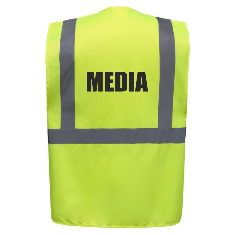 Media Superior Zipped Hi Vis Vest High Visibility Safety Waistcoat