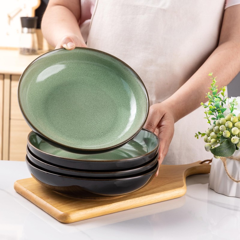 LERATIO Large Pasta Bowls,38oz Ceramic Pasta Bowls,9.0" Reactive Glaze Pasta