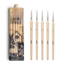 Juego de pinceles para gouache/detalles de pintura HIMI de 5 piezas para pintura acrílica, al óleo, acuarela, pintura facial y corporal, bonito regalo para artistas aficionados, adultos (amarillo