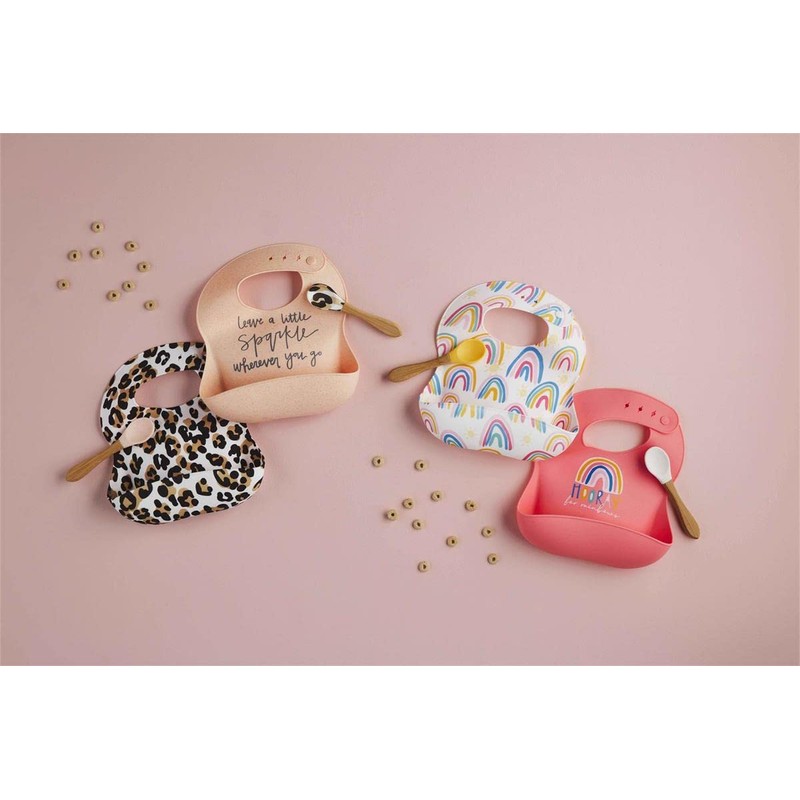 Mud Pie Silicone Bib & Spoon Set, Sparkle