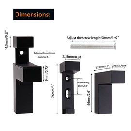 LUANT Metal Adjustable Floating Shelf Hardware, Wood/Glass Shelf Bracket Wall MountIing, Black, 2Pack