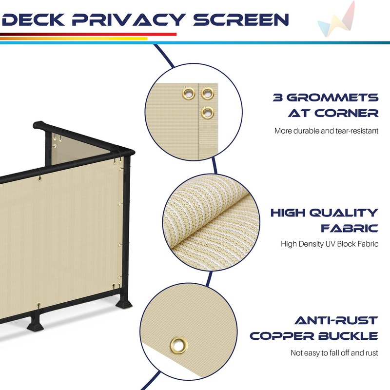 Windscreen4less 3'x12' Deck Balcony Privacy Screen for Deck Pool Fence