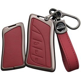 TECART Smart Key Leather Key Case fit for Lexus UX ES LS LC ES350 ES200 UX250h UX200 LS350 ES300h LC500 LC500h ES350 LC500h LS500 Metal Keyring Key Fob Cover Key Shell Key Cover 3 Buttons C Red