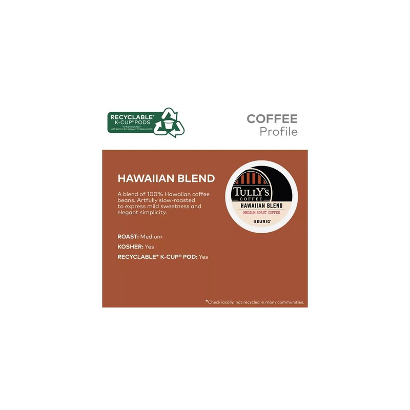 Tully's Coffee Hawaiian Blend 24 K-Cups (pack of 3)