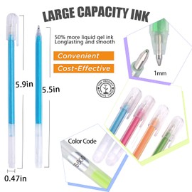 HUJUGAKO Gel Pen Glitter Gel Pens 0.8-1.0MM Tip Pens with 150% More Ink for Adults Coloring Books Drawing Doodling Crafts Scrapbooks Bullet Journaling 24 Color