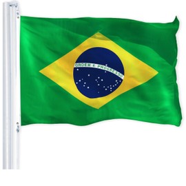 G128 Combo Pack: USA American Flag 3x5 Ft 150D Printed Stars & Brazil (Brazilian) Flag 3x5 Ft 150D Printed