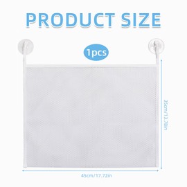 Bath Toy Storage, Mesh Bath Organizer, Bathing Toy Net With Strong Suction Cups,Toys Tidy 45x35cm, Keep Your Bathroom Clean And Tidy, Help Toys Air Dry Quickly, Removable and Durable (White)