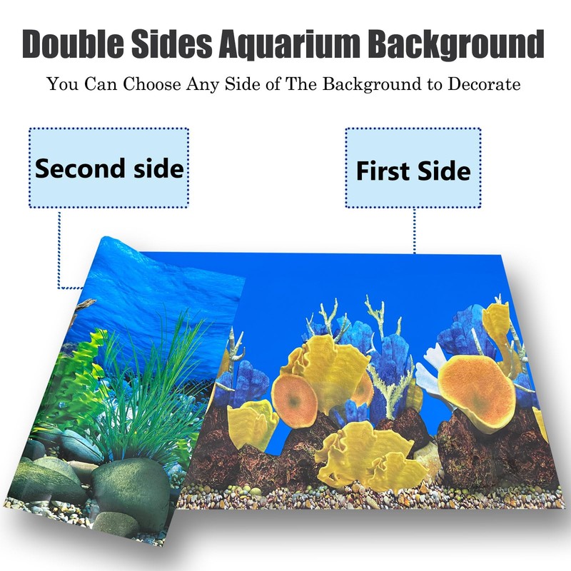 XCNO Aquarium Background Seabed Coral Rock Water Plants Fish Tank