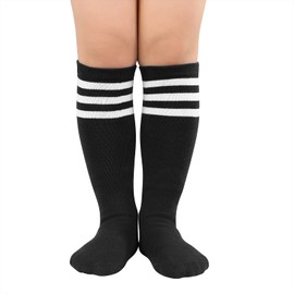 American Trends Kids Toddler Soccer Socks Stripes Uniform Knee High Tube Long Youth Soccer Baseball Socks for Boys Girls, 4 Mix-pack E, 3-6 Years