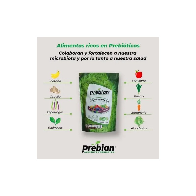 Prebióticos Prebian Fibra Vegana Prebiotic Fiber Supplement, 450g