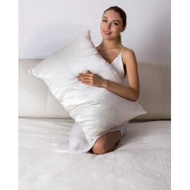 BlueHills 100% Pure Mulberry Natural Soft Both Sides Silk Pillowcase 1 Pack 600 TC 19 Momme for Hair and Skin Hidden Zipper Both Sides Premium Soft Silk Pillow Case High Grade 6A (Queen 1 Pack, White)