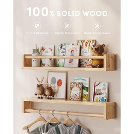 G&W Gruwald Nursery Book Shelves, Set of 3, Wall Bookshelf, Book Shelf for Kids Rooms, Wall Book Shelves for Bedroom Kids, Floating Shelf, Nursery Decor(Wood, 23 Inches)