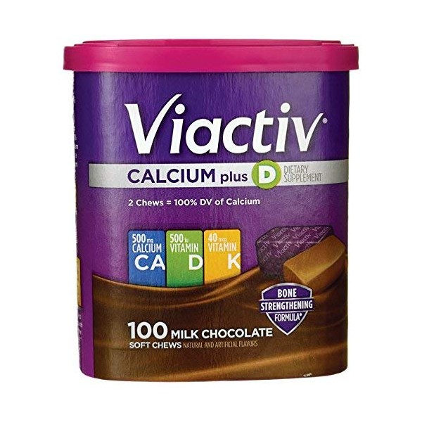 Viactiv Calcium Plus Vit D+K Soft Chews, Milk Chocolate,100 Ct (Quantity of 3)