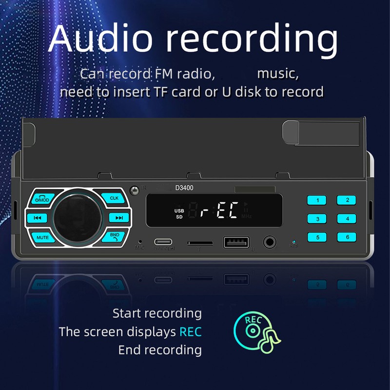 Car MP3 Player Single DIN Car Bluetooth Radio Stereo With