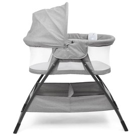 Baby Delight Beside Me Doze Deluxe Baby Bassinet, Bedside Sleeper, Foldable, Removeable Canopy, Pebble Grey