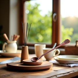 Brown Honey Dippers, Long Handle Honey Dipper Mixing Stick, Handmade Spoon Stirrer,Wooden Honey Dipper, Handmade Honey Drizzler for Kitchen and Dining(ZS630)