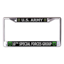 U.S. Army 10th Special Forces Group Chrome License Plate Frame
