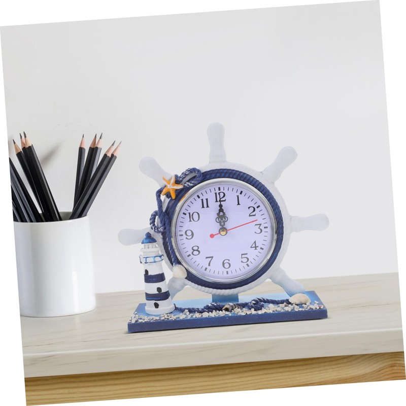 Mobestech 1Pc Nautical Style Clock Creative Lighthouse Design for Living