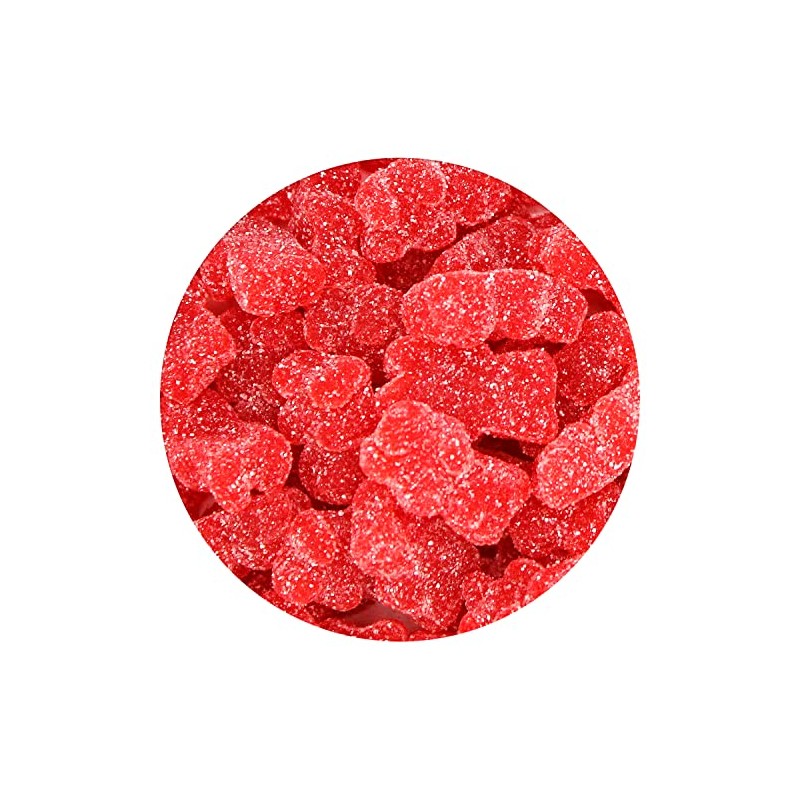 Red Gummy Bears Sugared, 1.3 Pound Resealable Bag, Red Candy,