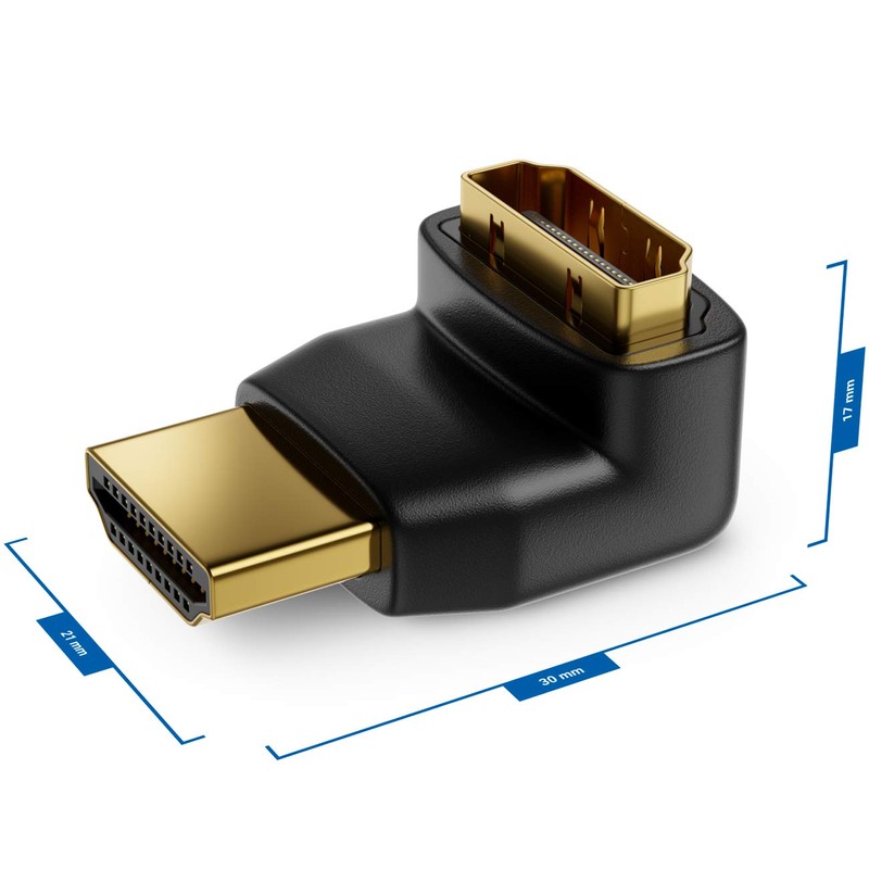 deleyCON PREMIUM HDMI angled adapter – 90º angled - HDMI