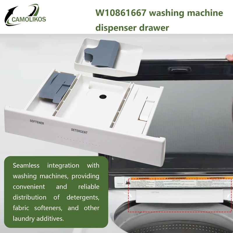 W10861667 Washer Dispenser Drawer W10794820 W10601851 Compatible with Whirlpool Maytag