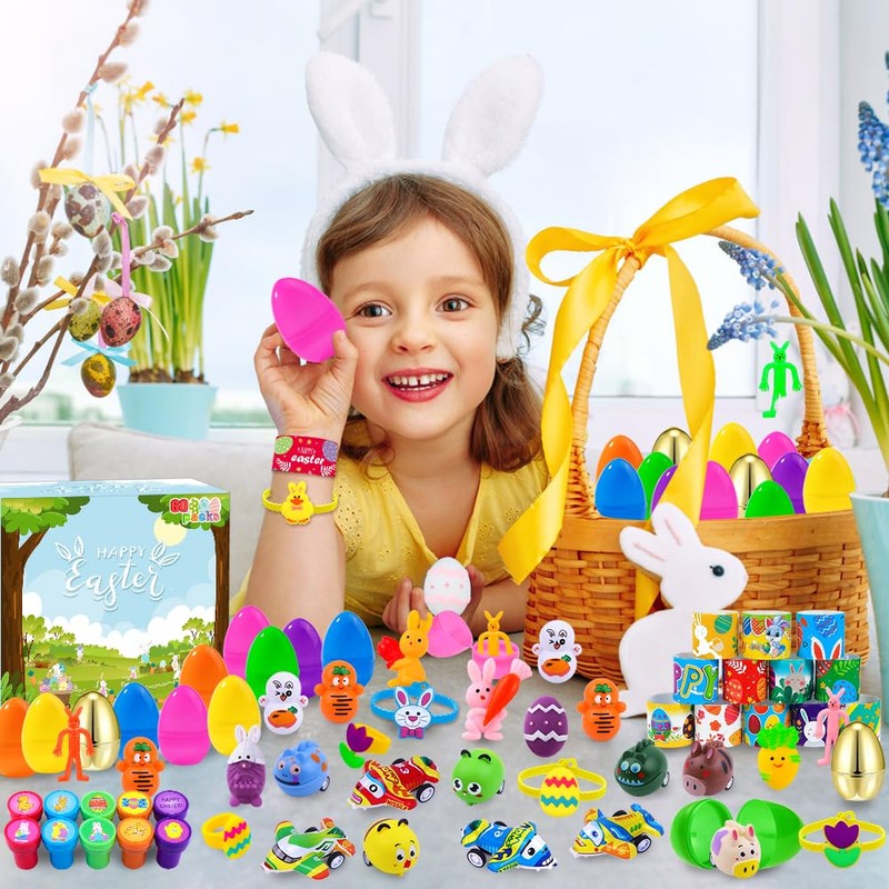 XIMISHOP 60PACK Pre Filled Easter Eggs with Party Favors Assortment